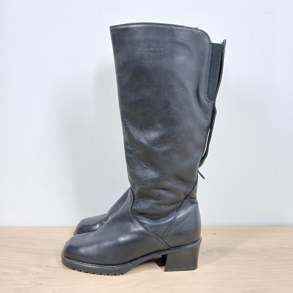 Siberian Husky Riding Boots Women's 6 Wide Black Leather Tall Warm Insulated